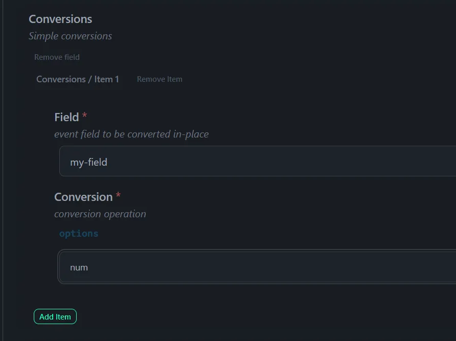 Convert action configuration with missing field warning