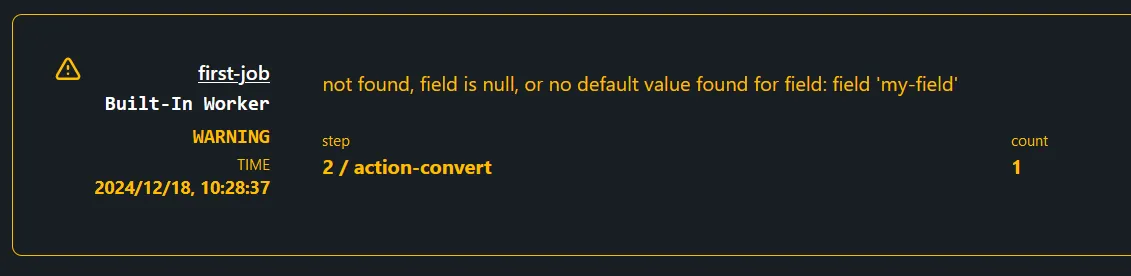 Issues panel highlighting job validation errors